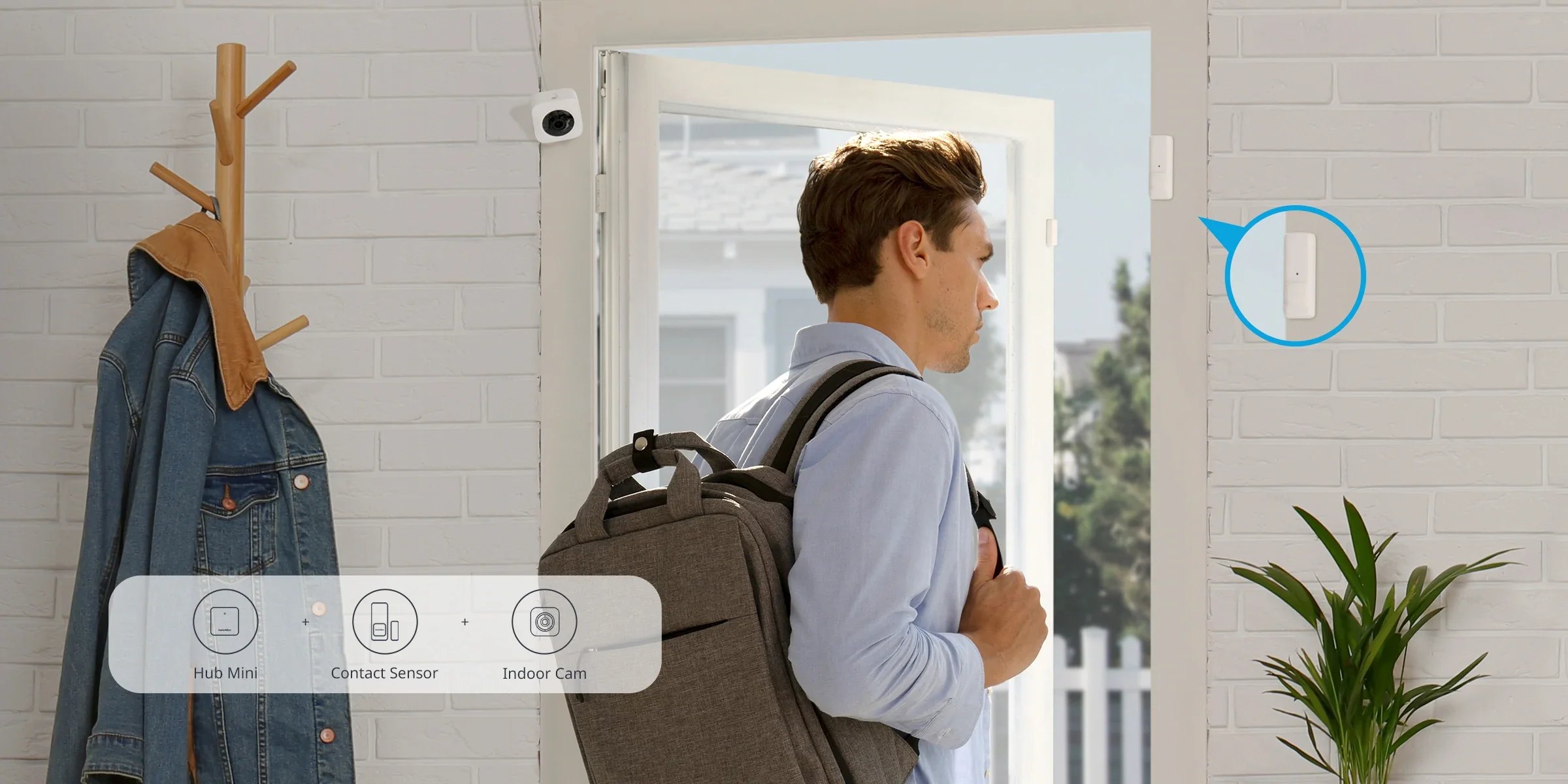 SwitchBot 門窗感測器內建移動感測功能，當安裝在門內側時，可偵測使用者進出家門的狀態
