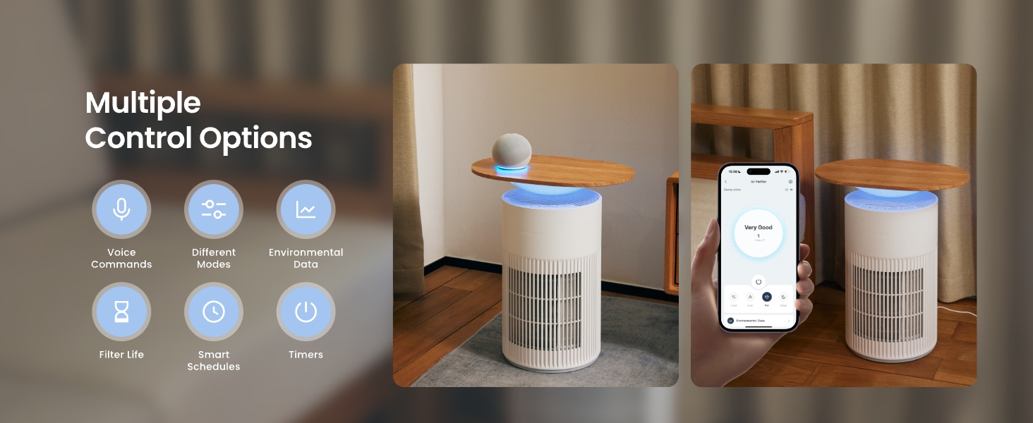 SwitchBot Air Purifier Table 擁有多種控制選項