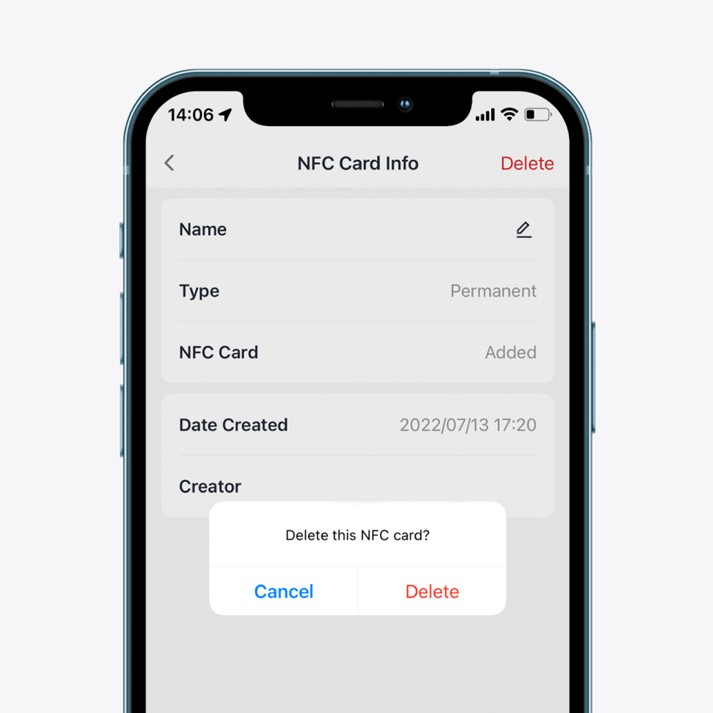 若不慎遺失 SwitchBot NFC 卡片，可透過 SwitchBot 應用程式直接刪除