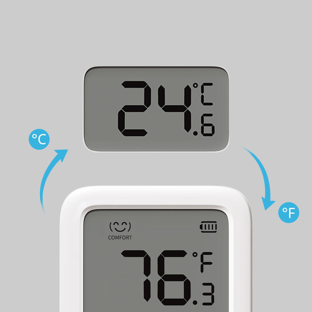 溫溼度感應器Meter Plus 溫度讀數開關，能選擇顯示華氏或攝氏的溫度