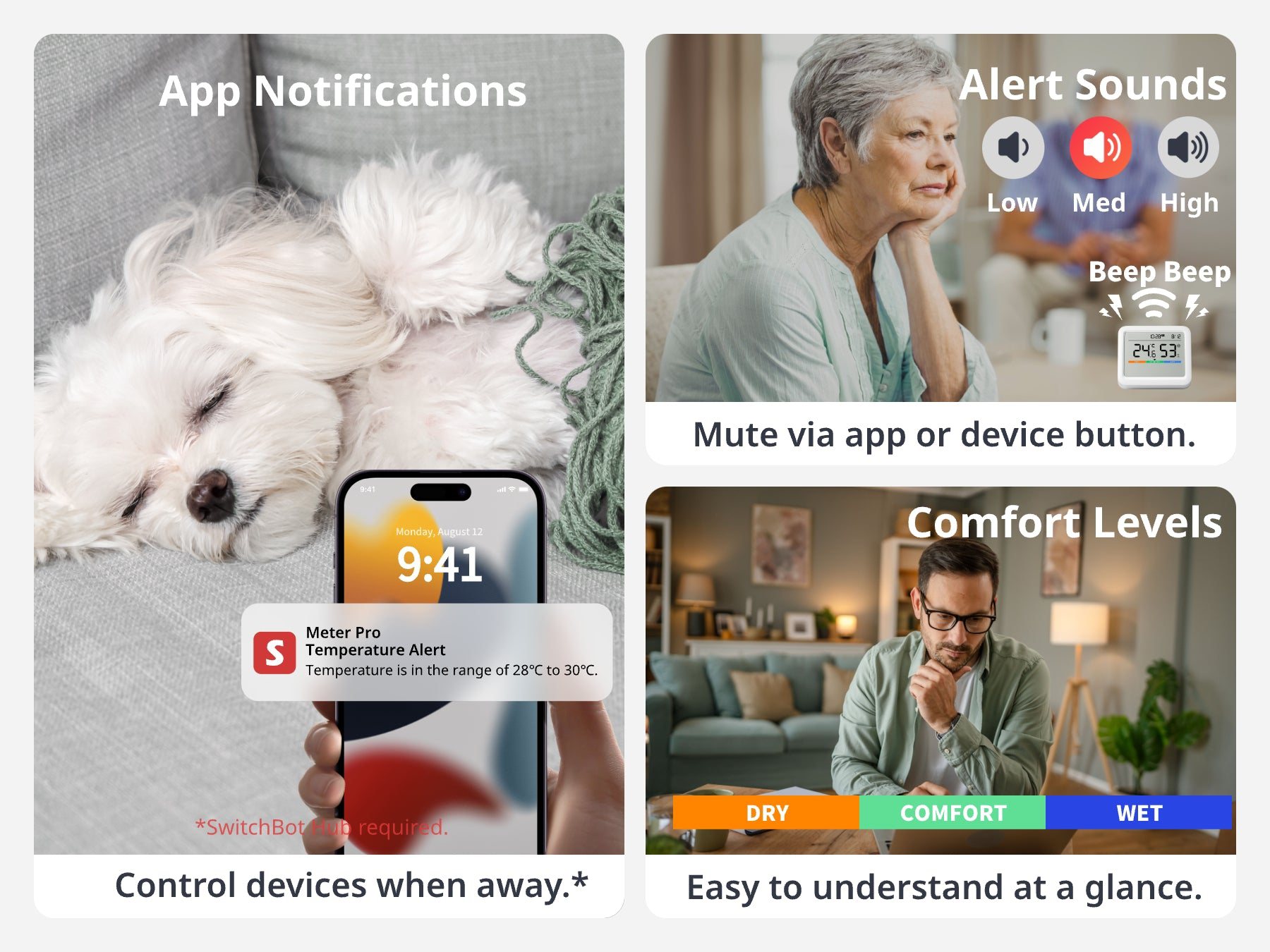 SwitchBot Meter Pro 大螢幕溫溼度感測器 Pro可接收設備警報