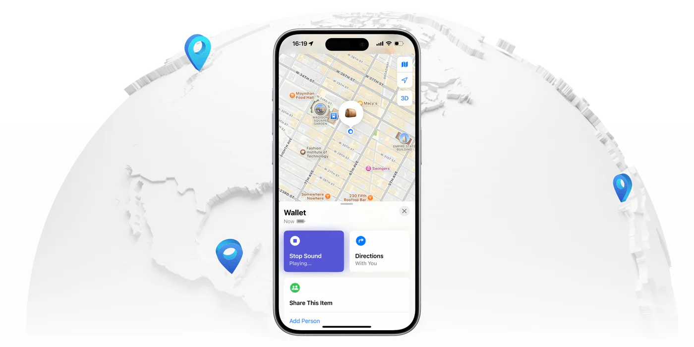 SwitchBot 防丟卡支援Apple Find My，讓您能夠在全球範圍內使用iPhone、iPad、Mac等裝置進行精確的全球定位